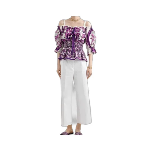 Majolica-Print Poplin Top