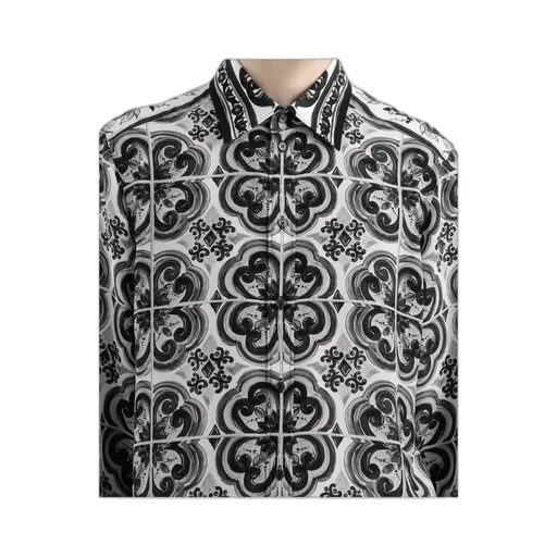 Majolica-Print Button-Up Shirt
