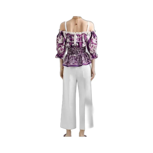 Majolica-Print Poplin Top