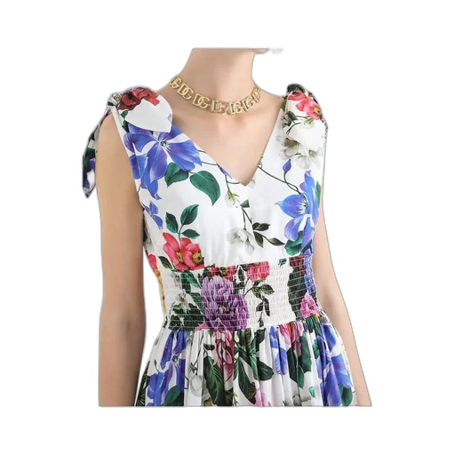 Floral Printed V-Neck Midi Dress