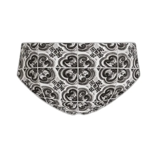Graphic Printed Drawstring Swim Trunks