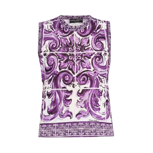 Majolica Printed Sleeveless Ribbed Sweater