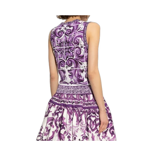 Majolica Printed Sleeveless Ribbed Sweater
