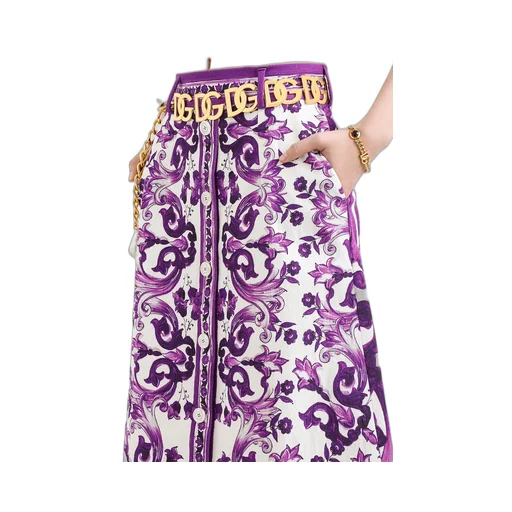 Graphic-Print Midi Skirt