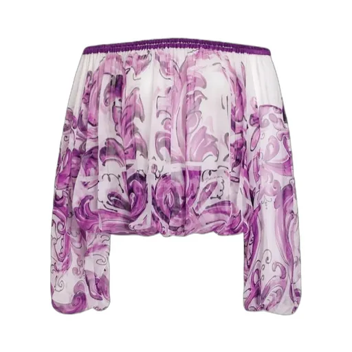 Graphic-Print Silk Blouse