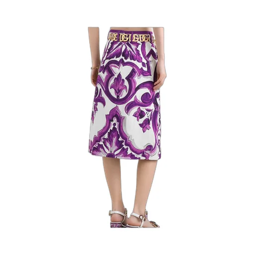 Graphic-Print Midi Skirt