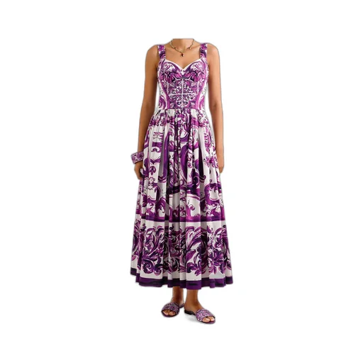 Graphic Printed Sleeveless Midi Dress