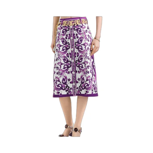 Graphic-Print Midi Skirt