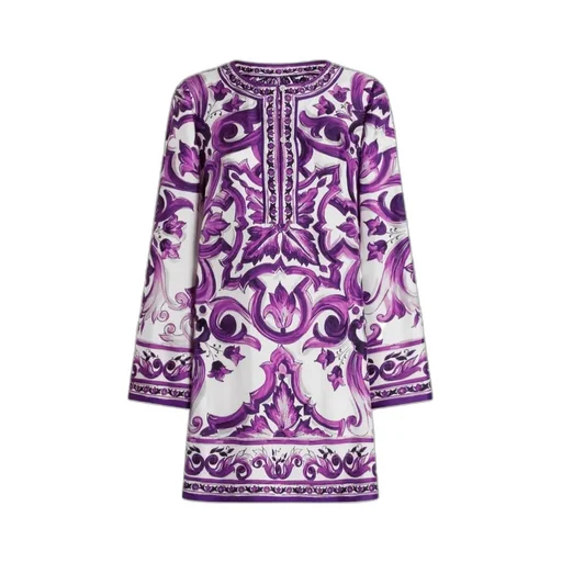 Graphic Printed Long-Sleeved Dress