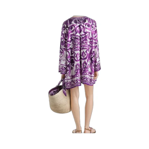 Graphic Printed Long-Sleeved Dress