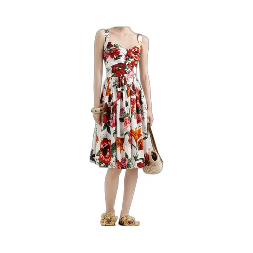 Floral Printed Sleeveless Midi Dress