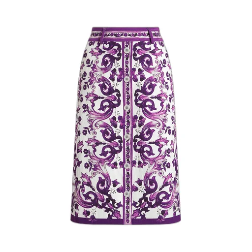 Graphic-Print Midi Skirt