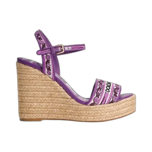 Logo Embroidered Wedge Sandals