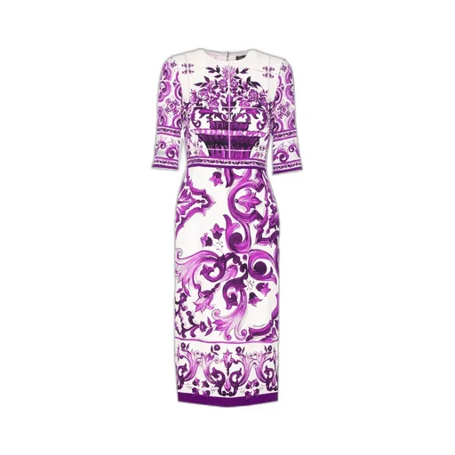 Majolica-Printed Charmeuse Dress