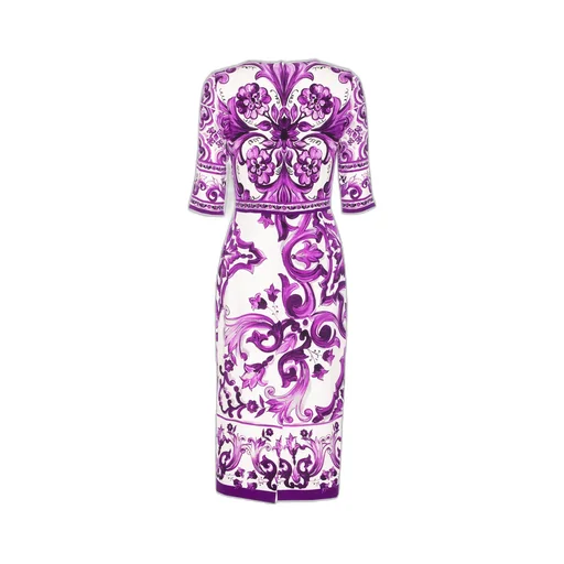 Majolica-Printed Charmeuse Dress