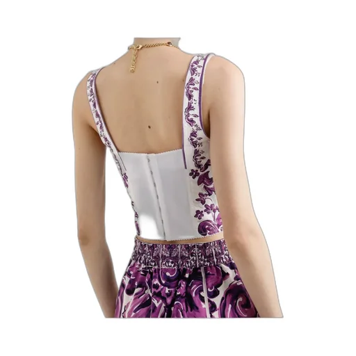 Majolica Printed Cropped Top