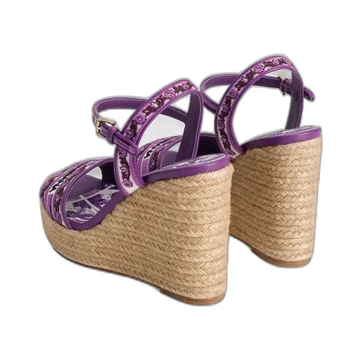 Logo Embroidered Wedge Sandals
