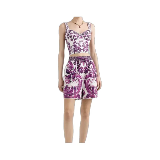 Majolica Printed Cropped Top