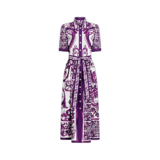 Majolica Printed Short-Sleeved Midi Dress