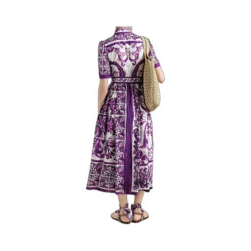 Majolica Printed Short-Sleeved Midi Dress