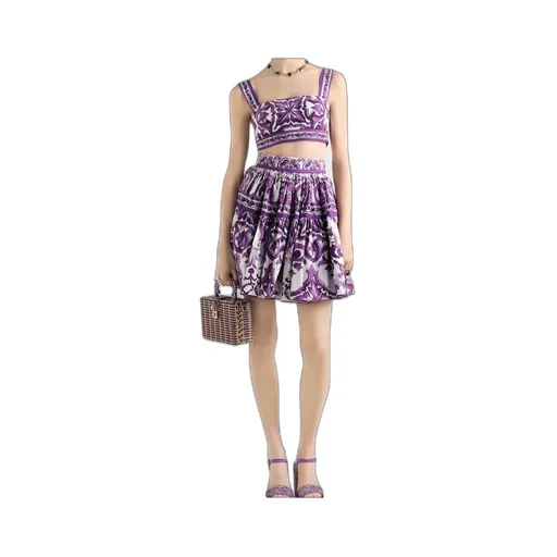 Majolica Printed Cropped Top