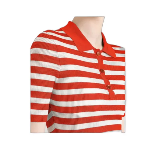 Striped Short-Sleeved Polo Shirt