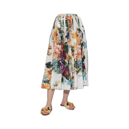 Floral Printed Pleated Midi Skirt