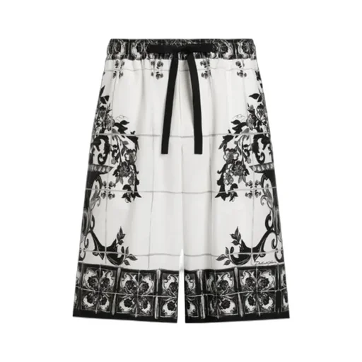 Majolica-Printed Poplin Shorts