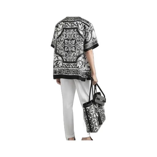 Majolica-Printed Short Sleeved Shirt