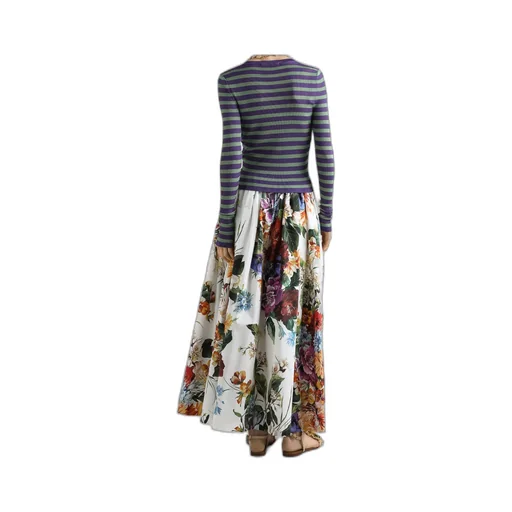Bouquet Flower-Printed Wide Skirt