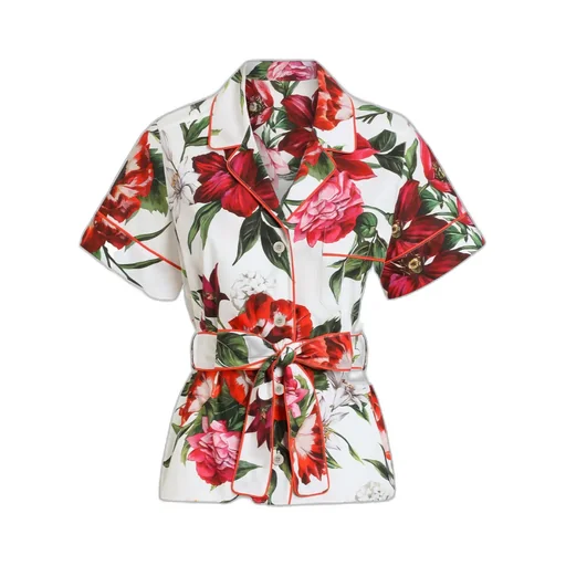 Flower-Printed Poplin Vanity Shirt