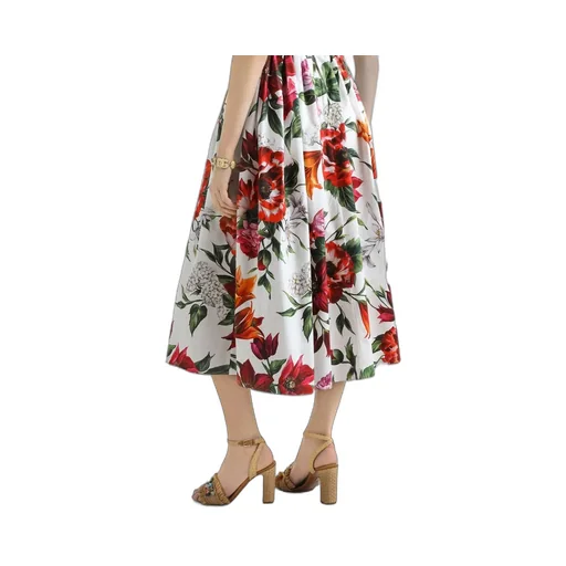 Flower Printed Sleeveless Poplin Dress