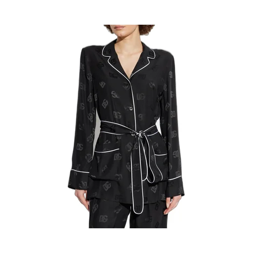 All-Over Dg Logo Jacquard Pajama Satin Shirt