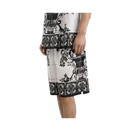 Majolica-Printed Poplin Shorts