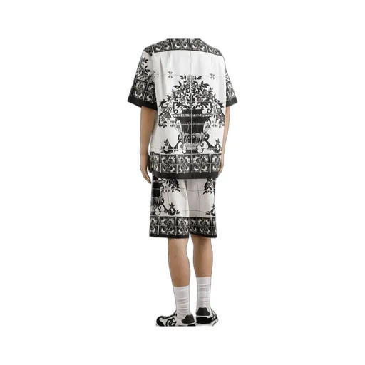 Majolica-Printed Poplin Shorts