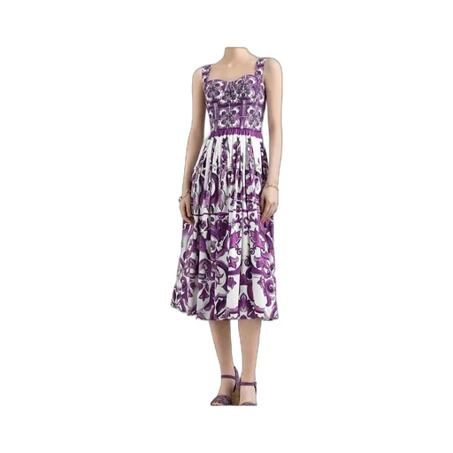Majolica-Printed Poplin Dress