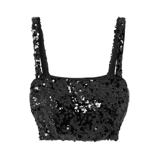 Sequinned Cropped Tank Top