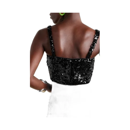 Sequinned Cropped Tank Top
