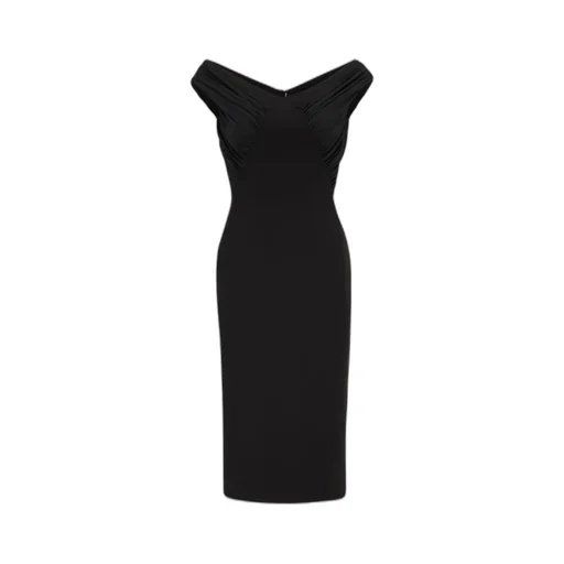 Wide Neck Fitted Midi Dress