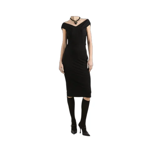 Wide Neck Fitted Midi Dress