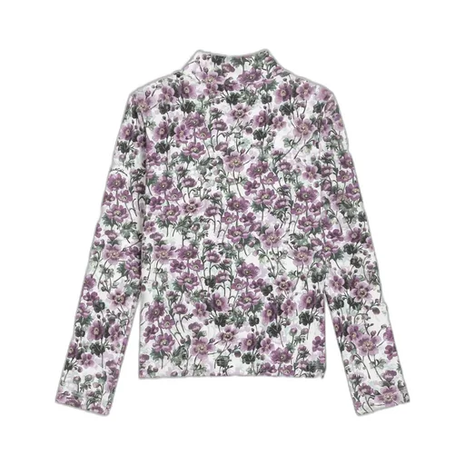 Floral-Print Mock-Neck T-Shirt