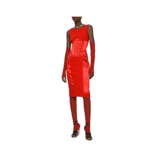 Satin Cady Calf-Length Dress