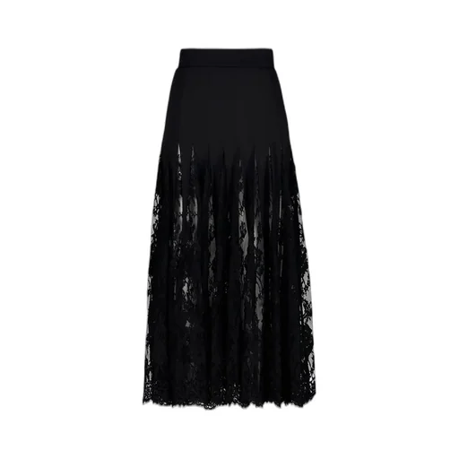 Lace Midi Charmeuse Skirt