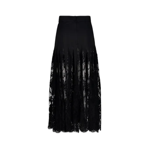 Lace Midi Charmeuse Skirt