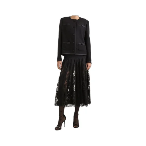 Lace Midi Charmeuse Skirt
