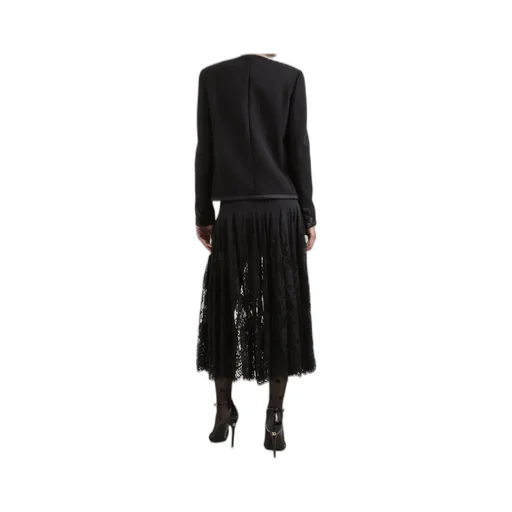 Lace Midi Charmeuse Skirt