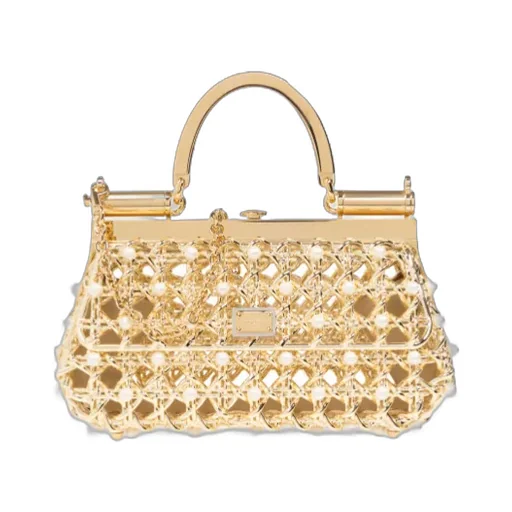 Logo Plaque Embellished Caged Tote Bag