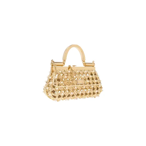Logo Plaque Embellished Caged Tote Bag