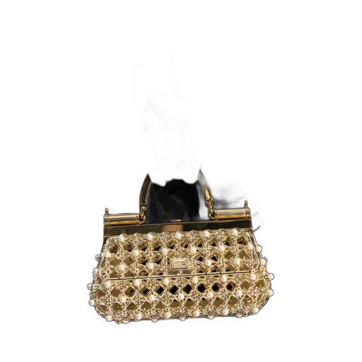 Logo Plaque Embellished Caged Tote Bag