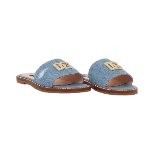 Dg Logo Flat Denim Sliders